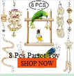 Pet Parakeet Budgie Hanging Play Toys | Bird Cage Wood Branch Stand Perches | Parrot Wooden Holder Perches
