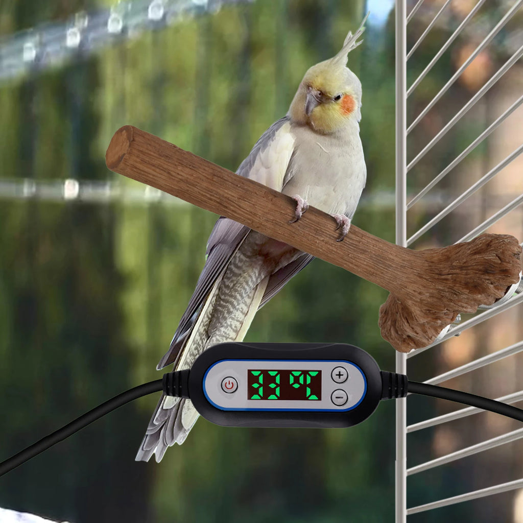 Heating Bird Perch | Bite Resistant Bird Cage Accessories | Bird Warmer Stand for Parakeet, Budgies, Cockatiels, Parrots
