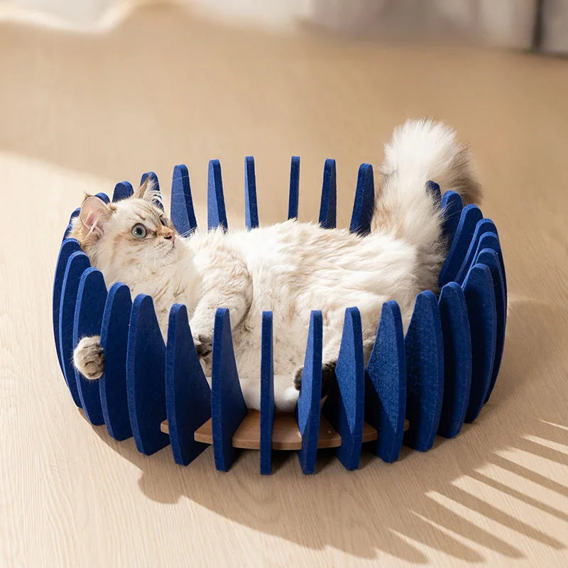 Bird Cage Cat Bed | Luxury Felt Nest for Cats | Breathable & Durable Enclosed Pet Furniture for Comfort & Style