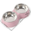 Double Pet Bowl for Small Dogs & Cats – Stainless Steel Food and Water Feeder with Non-Slip Base