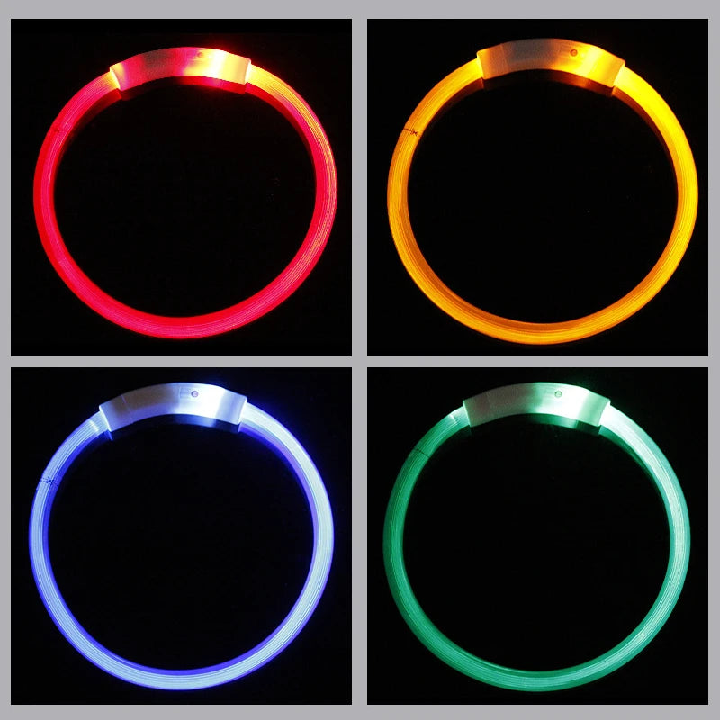 USB Rechargeable LED Dog Collar – Adjustable Luminous Safety Light Collar for Night Visibility