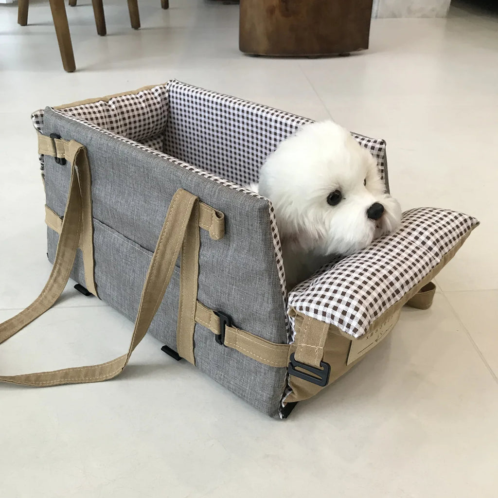 Portable Dog Car Seat Booster for Small Dogs and Cats – Soft, Comfortable Travel Carrier with Safety Straps