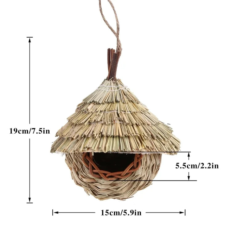 Natural Woven Bird Nest | Hanging Grass Egg Cage for Finches, Parrots & Small Birds | Handcrafted Outdoor Bird House