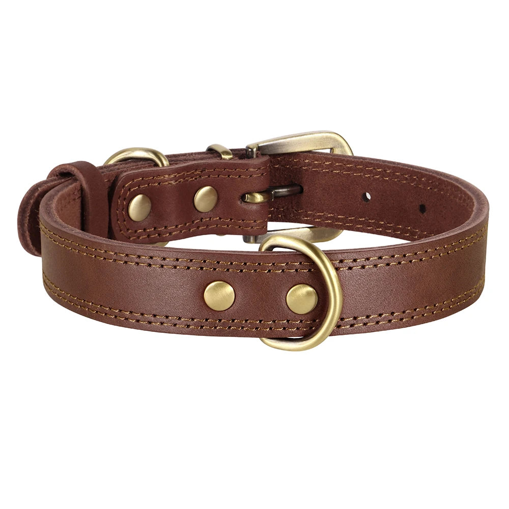 Durable Real Leather Dog Collar – Adjustable & Heavy-Duty for Medium to Large Dogs