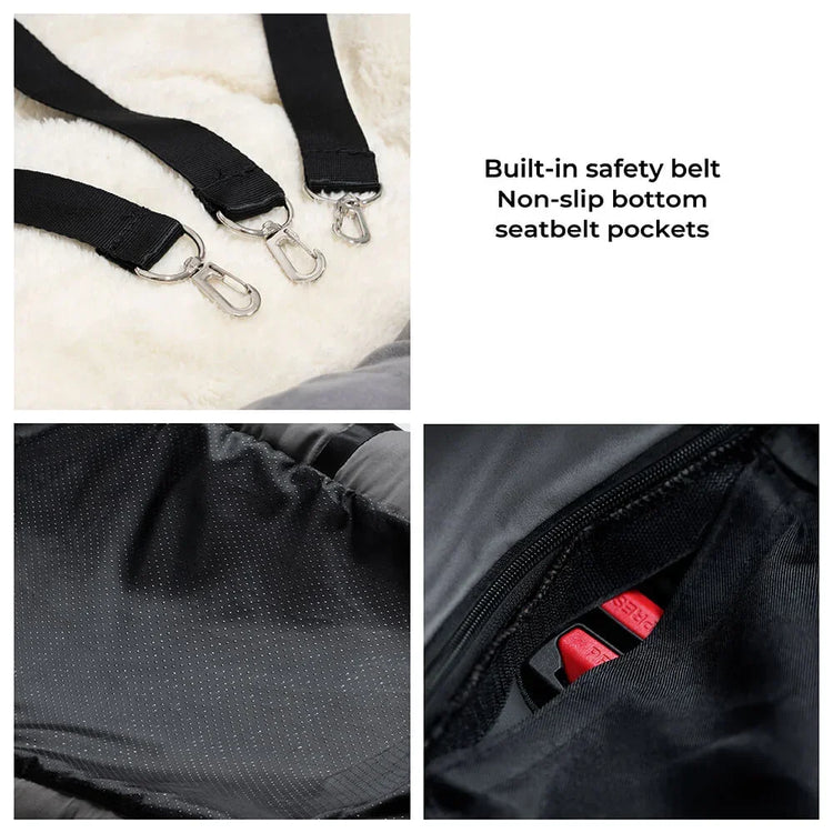 Large Dog Car Seat Carrier – Foldable Pet Travel Bed with Safety Straps & Washable Cover