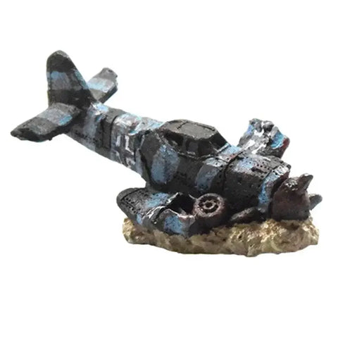 Mini Shipwreck Aircraft Aquarium Ornament – Resin Underwater Decor for Fish Tank