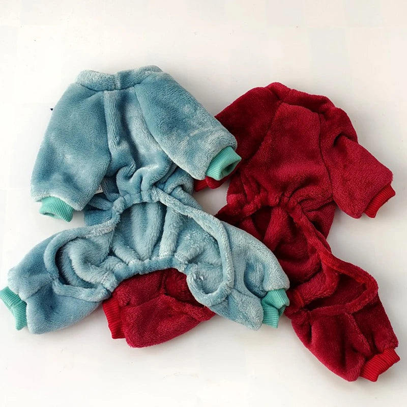 Fleece Warm Pet Clothes Winter Dog Jumpsuit Pajamas for Small Dogs Pomeranian Clothing Puppy Nightshirt Cat Overalls Pijamas