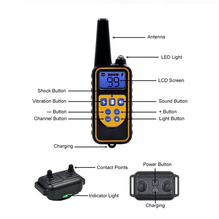 Waterproof Electric Dog Training Collar with Remote – Rechargeable Anti-Bark Device for All Dog Sizes