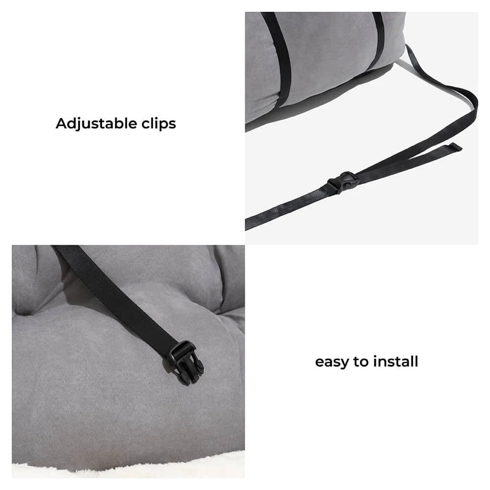 Large Dog Car Seat Carrier – Foldable Pet Travel Bed with Safety Straps & Washable Cover