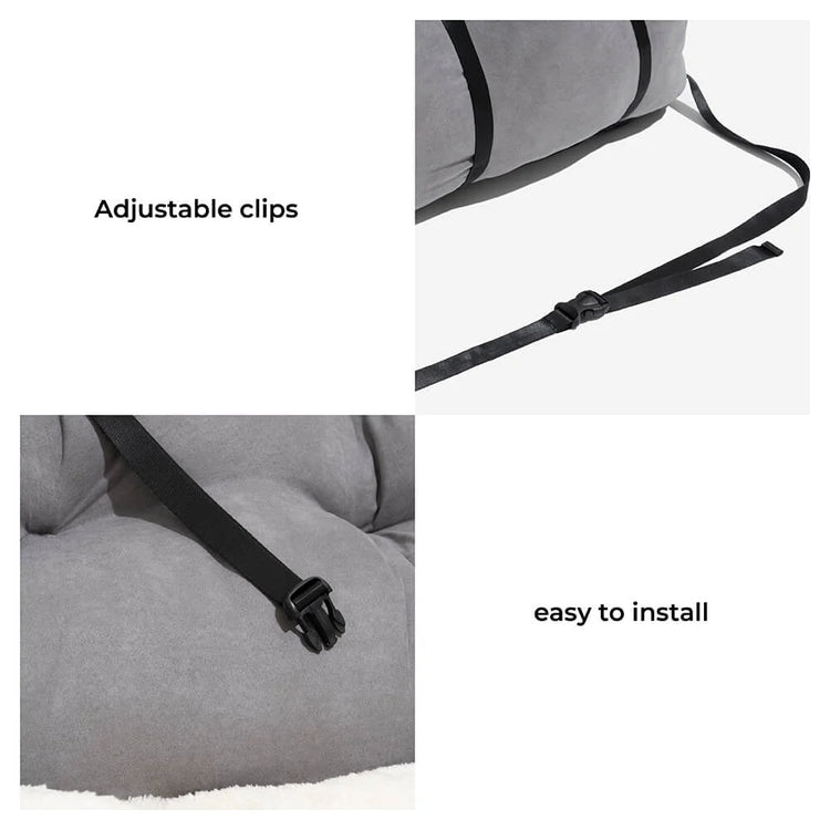 Large Dog Car Seat Carrier – Foldable Pet Travel Bed with Safety Straps & Washable Cover