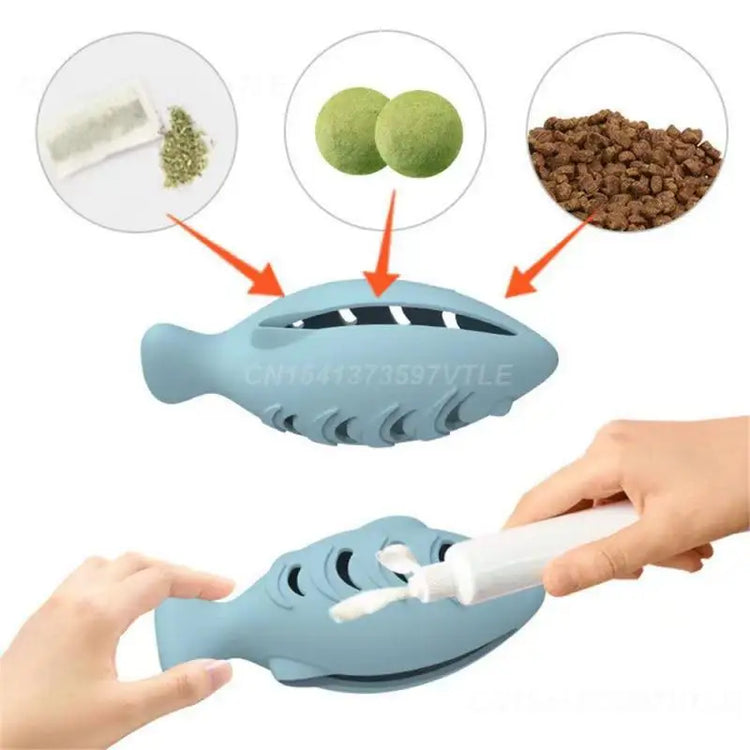 Silicone Cat Toy | Fish Shape | Self-Entertainment Chew Toy | Catnip Mint Scent | Durable Cat Play Tool | Happy Supplies for Cats