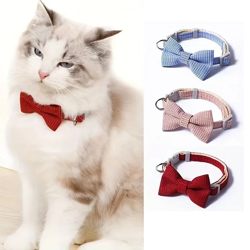 Cute Cat Collar with Bow Tie | Adjustable Design - Pet Dogs/Cats/Puppy Necklace | Pet Collars | Collar para Gato