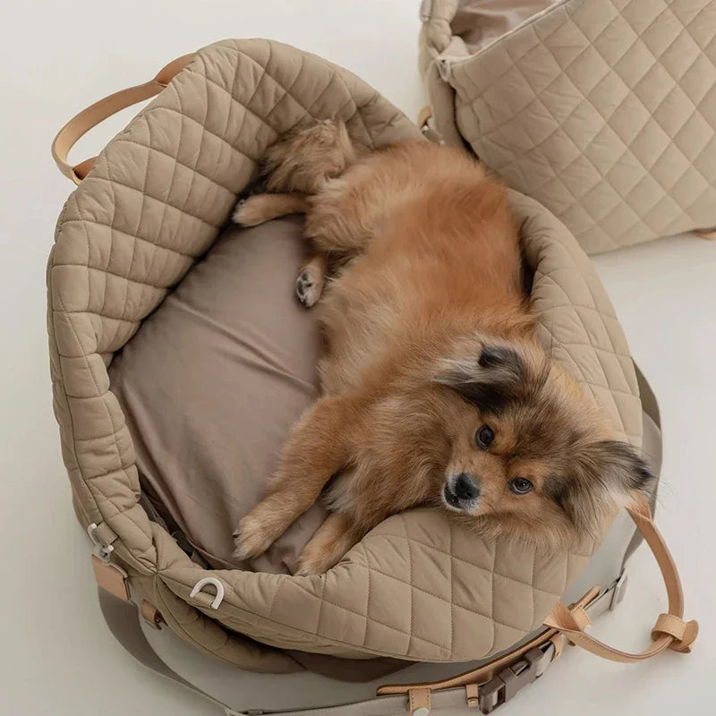 Luxury Dog Carrier Handbag & Car Seat – Portable Washable Pet Travel Bed for Small and Medium Dogs