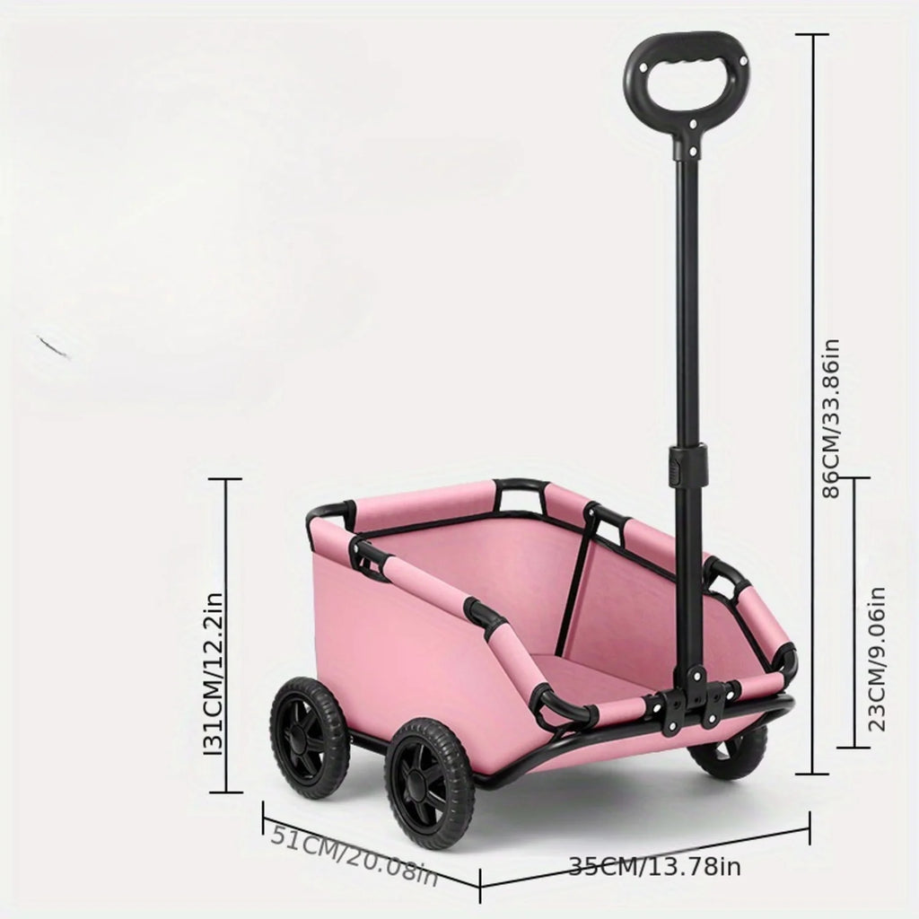 Foldable Small Pet Stroller with 4 Wheels – Breathable Dog and Cat Carrier Cart for Puppies and Kittens