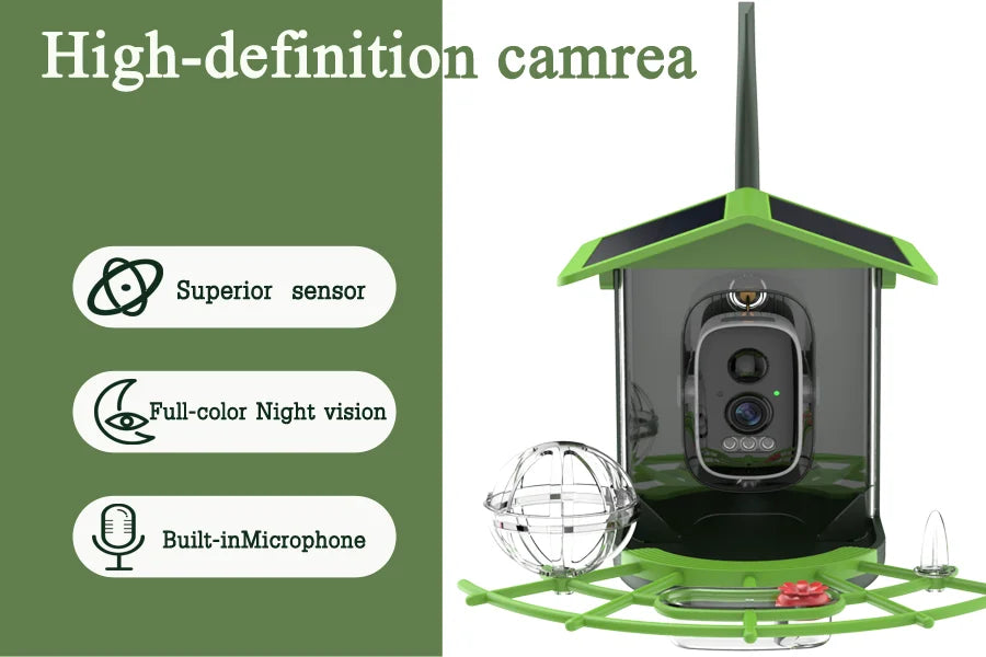 Bird Feeder Camera | 4MP 2K HD Bird Video Capture | Solar Powered WiFi Camera Feeder | Smart Birdwatching Device with Alerts | Outdoor Bird Observation Tool
