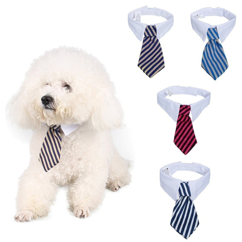 2023 Dog Cat Grooming | Striped Bow Tie - Adjustable Animal Collar | Christmas Pet Necktie | Formal White Collar for Dogs & Cats | Party & Wedding Wear