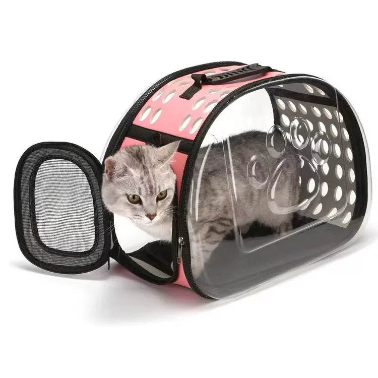 Cat/Dog Carrier Bag – Transparent, Breathable, Portable Travel Tote for Cats, Dogs & Rabbits