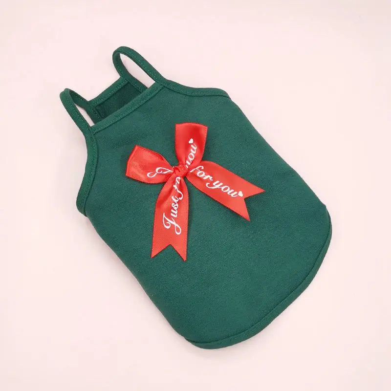 Christmas Pet Dress for Cats & Small Dogs | Red Bow Skirt | Holiday Costume