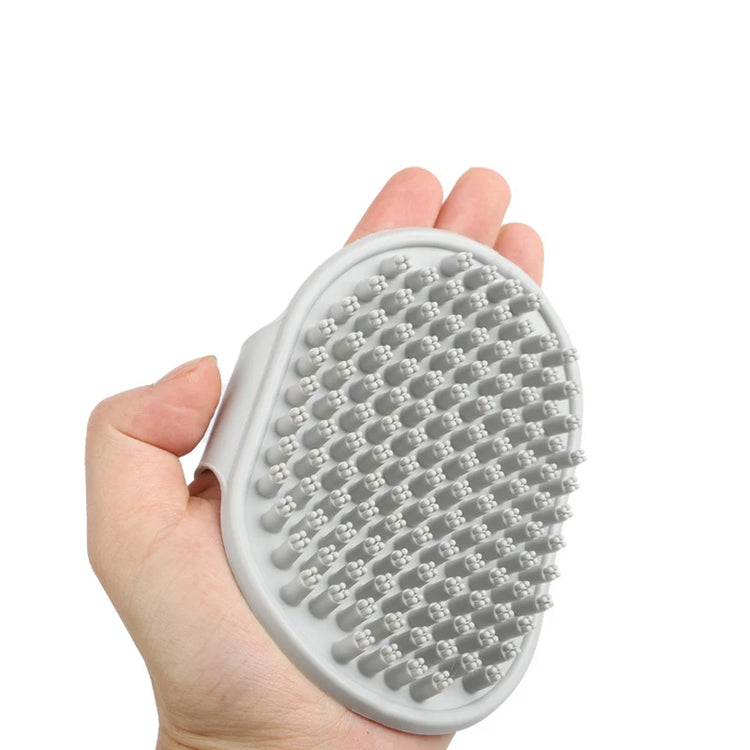 Cat Grooming Comb | Dog Bath Brush - Pet Grooming Shedding Soothing Massage | Rubber Bristles Comb with Adjustable Ring Handle