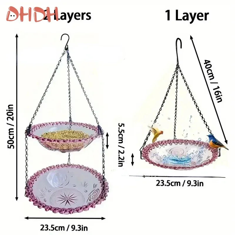 Flower-Shaped Hanging Bird Feeder & Birdbath | Outdoor Garden Tray for Hummingbirds & Wild Birds | Yard & Farm Decor