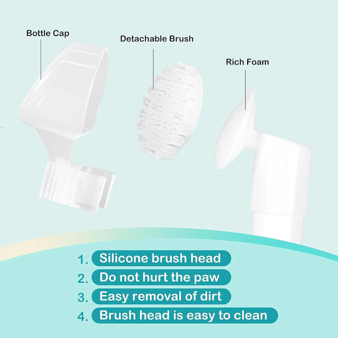 Dog & Cat Paw Cleaner Foam with Silicone Brush – No-Rinse Waterless Paw Washer