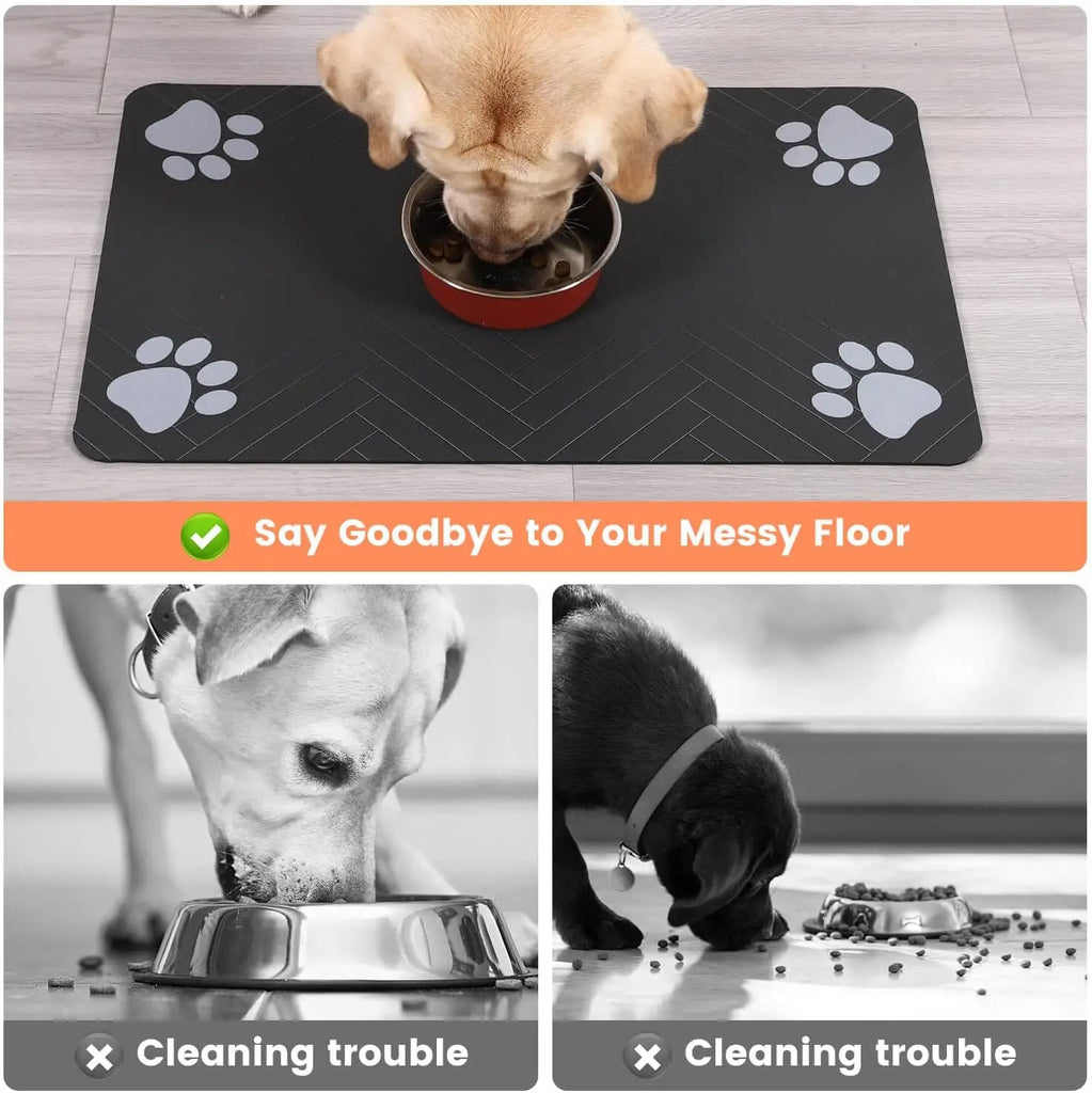 Pet Feeding Mat-Absorbent Pet Placemat for Food and Water Bowl | Waterproof Rubber Backing | Quick Dry Water Mat for Dog/Cat