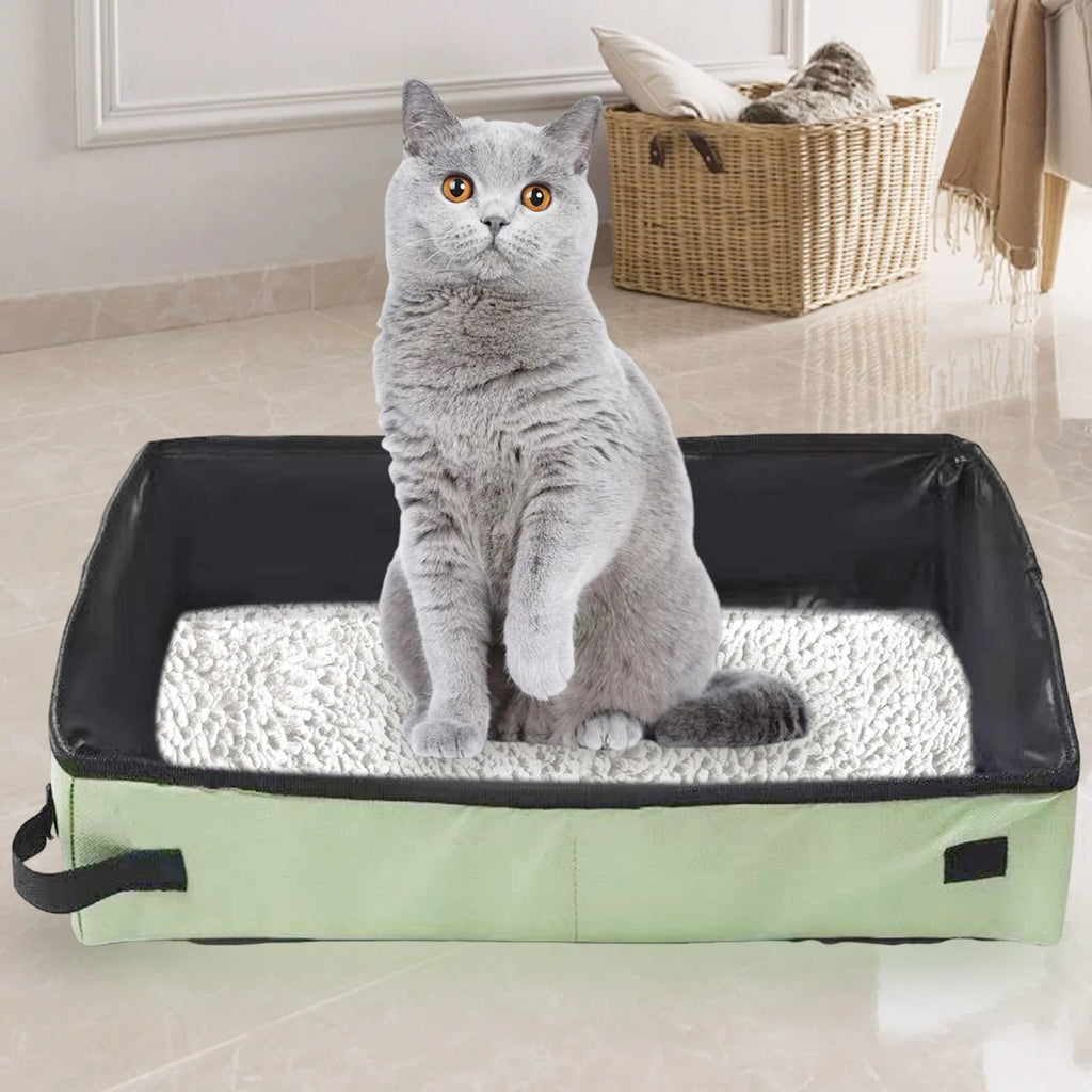 Portable Cat Travel Litter Box | Leak-Proof & Lightweight | Collapsible Litter Carrier | Suitable for Car Box