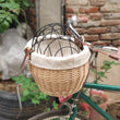 Wicker Pet Carrier | Front Bike Basket with Wire Mesh Cover - Small Dogs/Cats