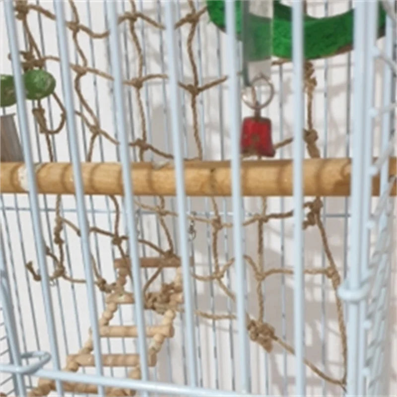 40*40cm Parrot Climbing Net | Bird Toy Swing Rope Net | Bird Stand Hammock with Hook | Hanging Chewing Biting Toy for Parrots