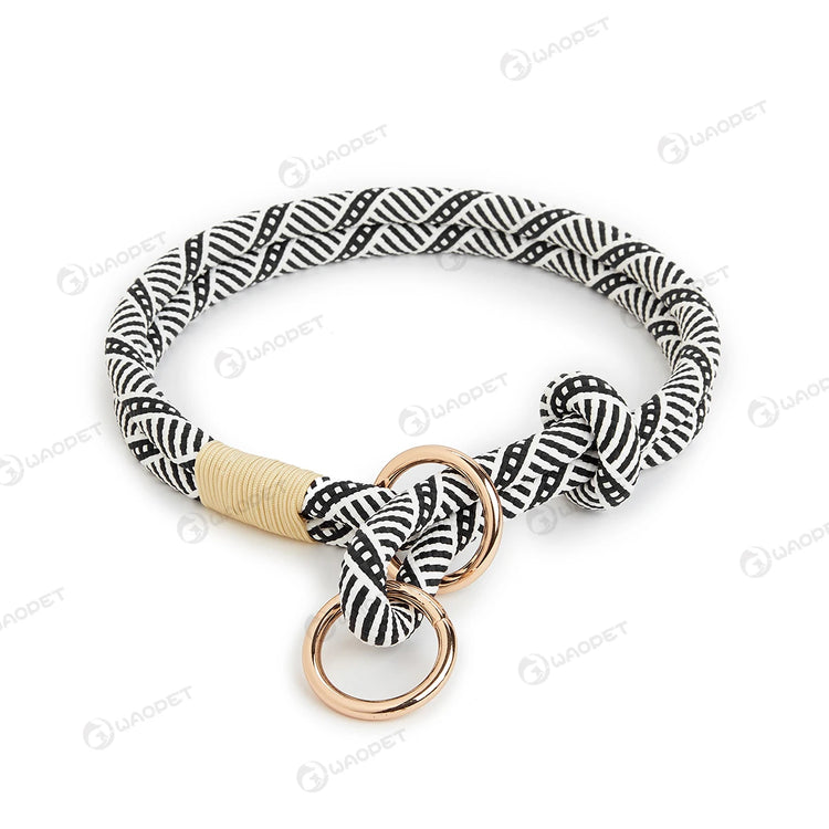 Striped Nylon Rope Dog Collar Slip-On Quick Release Personalized Collar for Small to Large Dogs