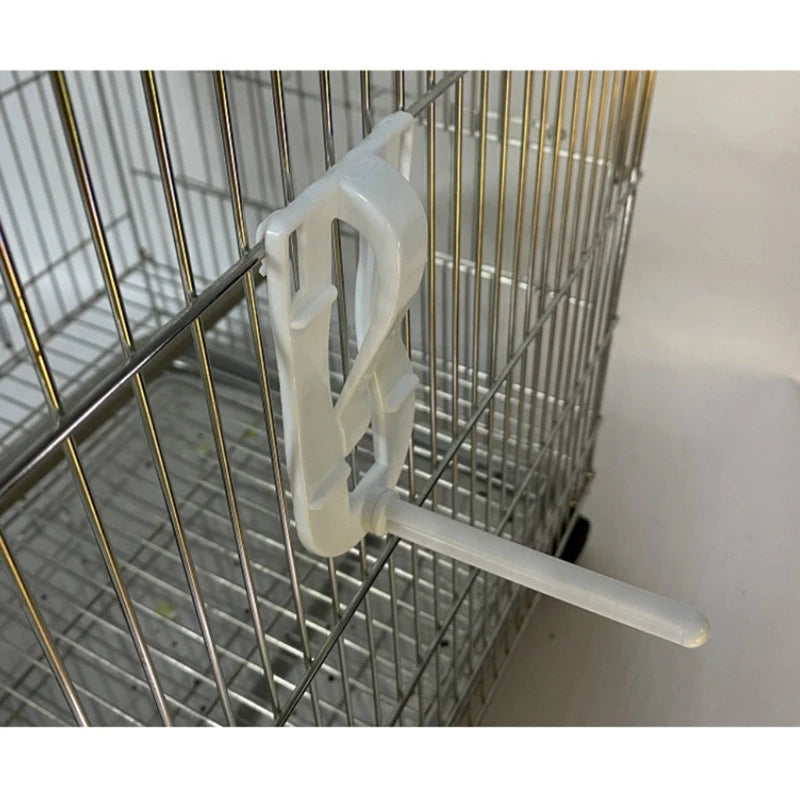 Bird Food Holder Clip | Parrot Cage Feeding Tool | Fruit & Cuttlebone Clamp for Birds & Rodents | White Plastic Pin Clip