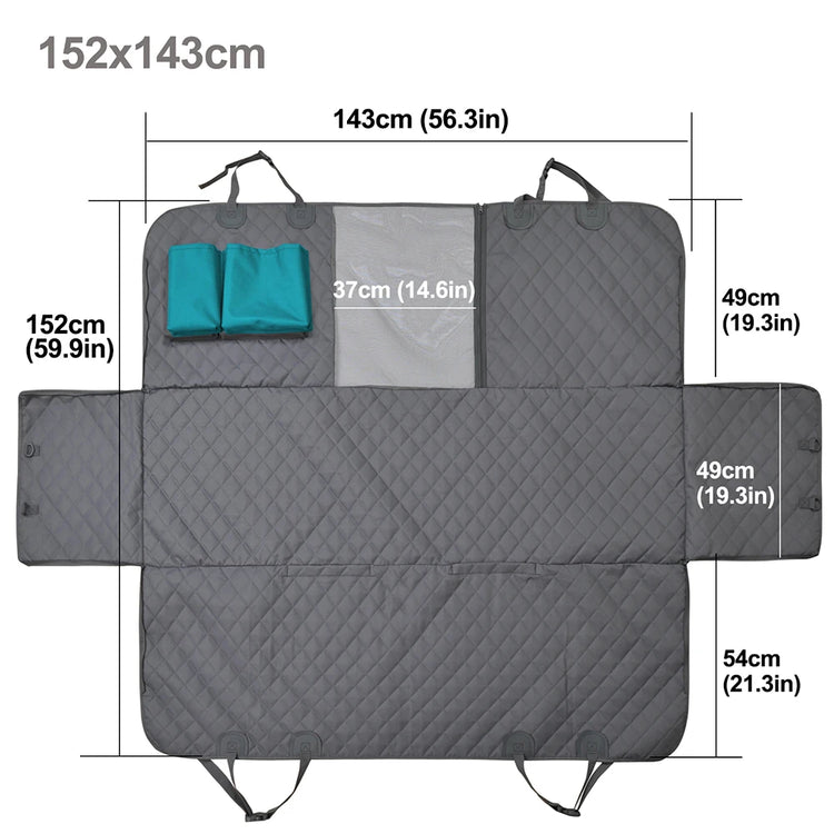 Waterproof Dog Car Seat Cover – Rear Back Hammock Protector with Mesh Window & Safety Belt for Large Dogs, SUVs & Trucks