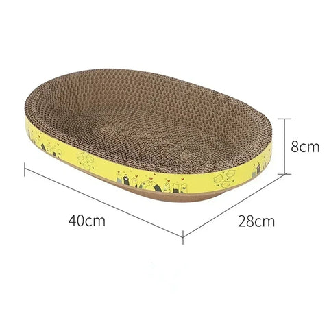 Cat Scratching Board | Furniture Protector & Wear-Resistant Claw Toy | Oval Corrugated Paper | Cat Nest Accessories