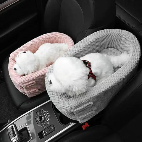 Central Console Dog Car Seat Bed – Portable Pet Carrier for Small Dogs & Cats, Travel Safety Seat