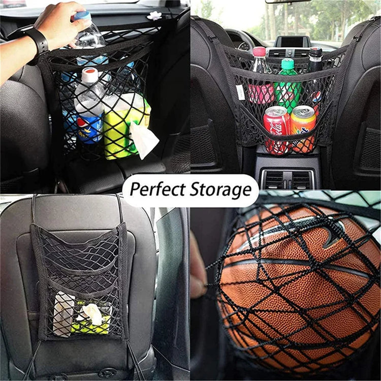 Dog Car Net Barrier with Storage Bag – Rear Seat Safety Fence for Pets and Kids