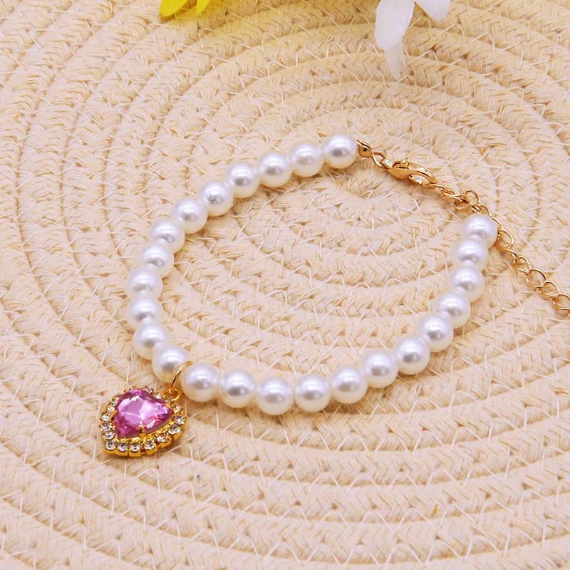 New Cat Collar Decoration | Cute Exquisite Neck Accessory | Adjustable Kitten Necklace | Summer Style | High Simulation Pearls | Pet Supplies