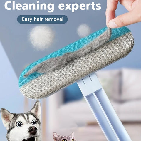Multifunctional Pet Hair Remover Brush | Long Handle Fur Cleaner for Carpet, Sofa & Clothes | Manual Cat/Dog Hair Cleaning Tool