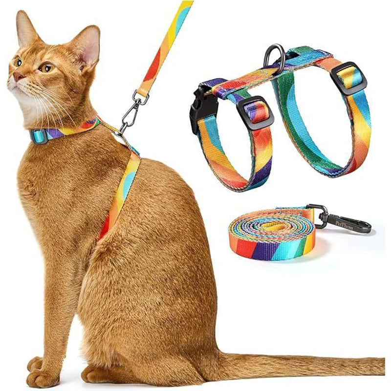 Cat Carrier – Lightweight & Escape-Proof | Adjustable Soft Harness & Leash Set for Walking & Travel | Secure & Breathable Kitten Harness