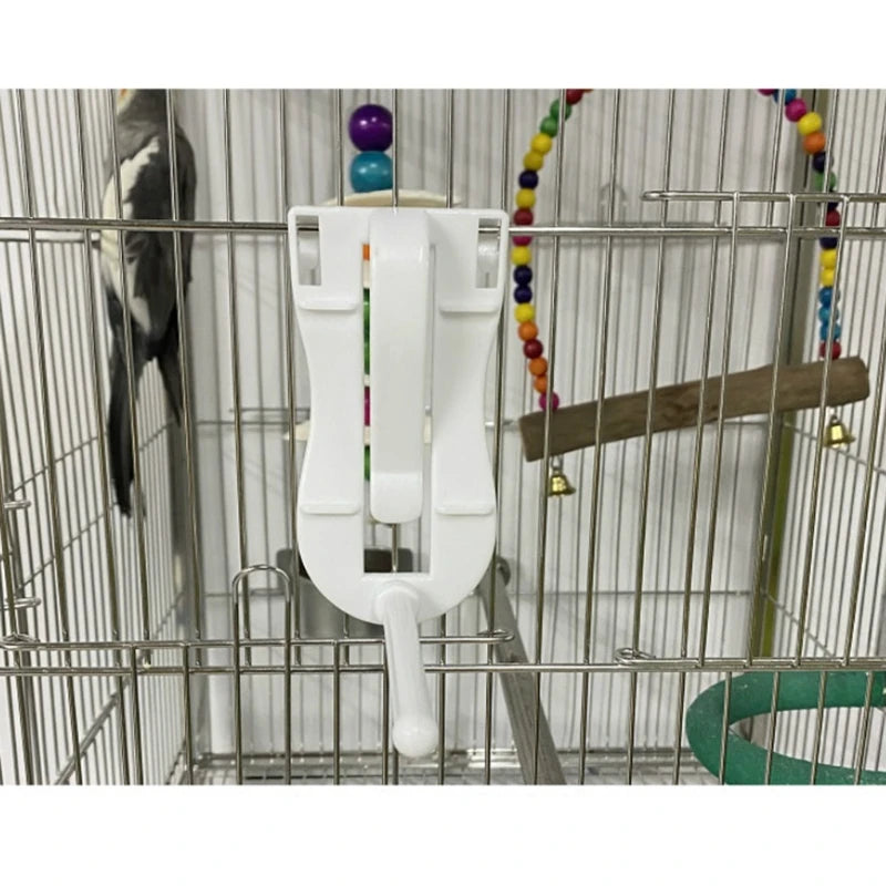 Bird Food Holder Clip | Parrot Cage Feeding Tool | Fruit & Cuttlebone Clamp for Birds & Rodents | White Plastic Pin Clip