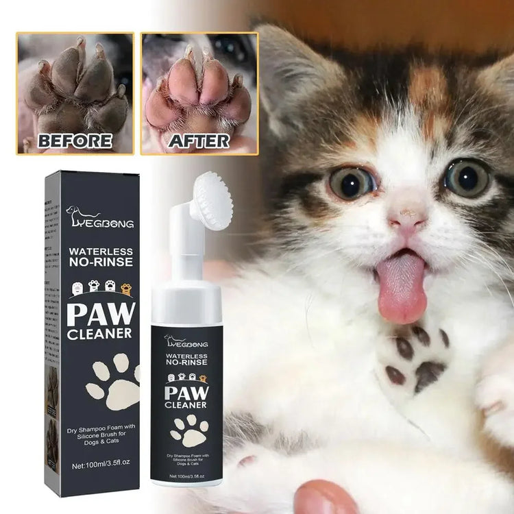 Pet Foot Cleaner Foam with Silicone Brush – Gentle, No-Rinse Paw Cleaner for Dogs & Cats