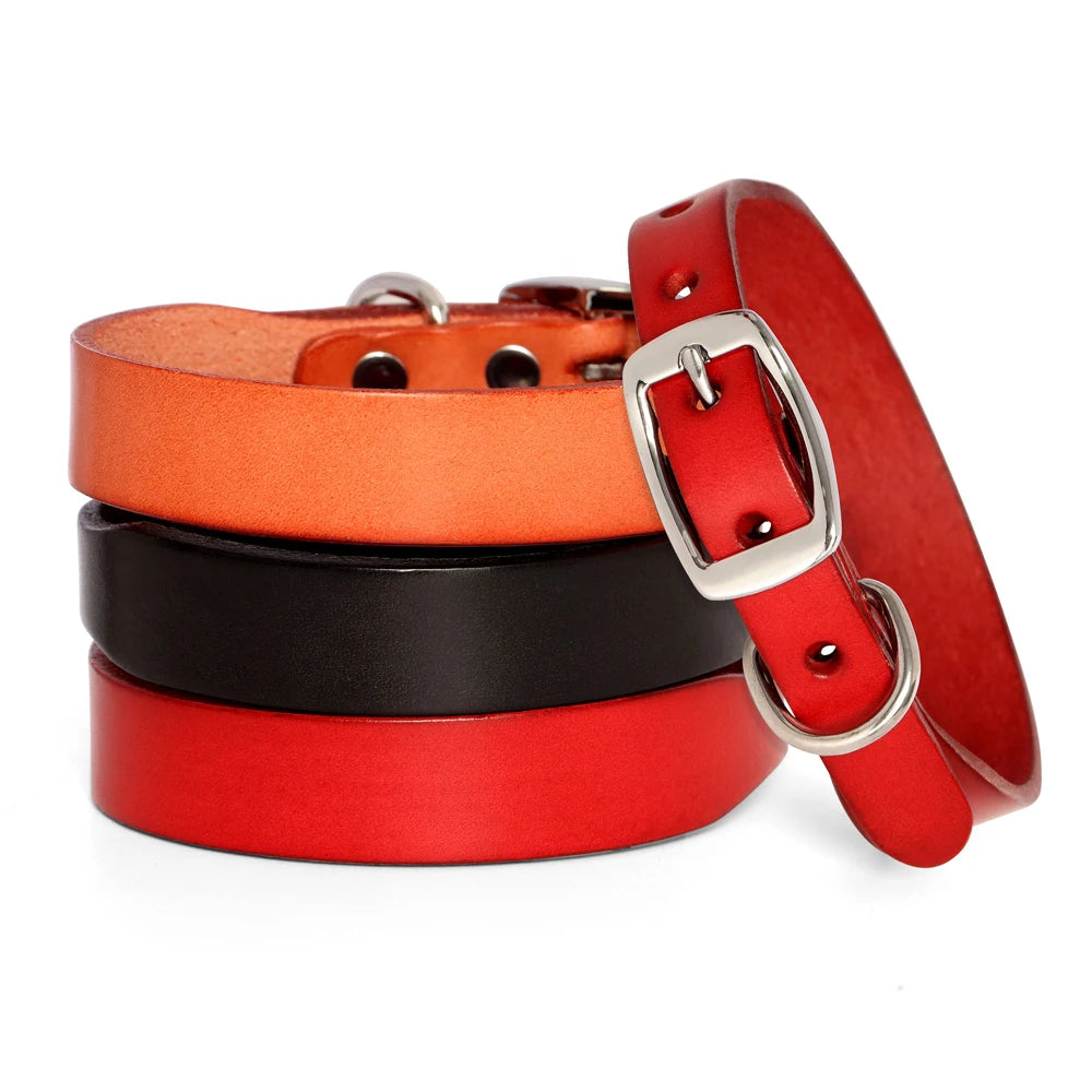 Genuine leather dog collar and leash set – durable and comfortable for small to medium dogs