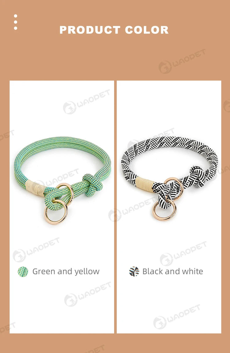 Striped Nylon Rope Dog Collar Slip-On Quick Release Personalized Collar for Small to Large Dogs