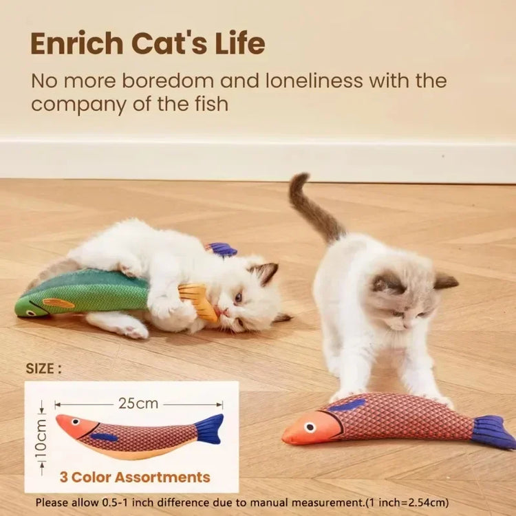 Cat Toy | Saury Fish Plush | Crinkle Sound | Catnip Kicker Toy | Interactive Teeth Grinding | Kitten Chew Toy | Pet Play Supply