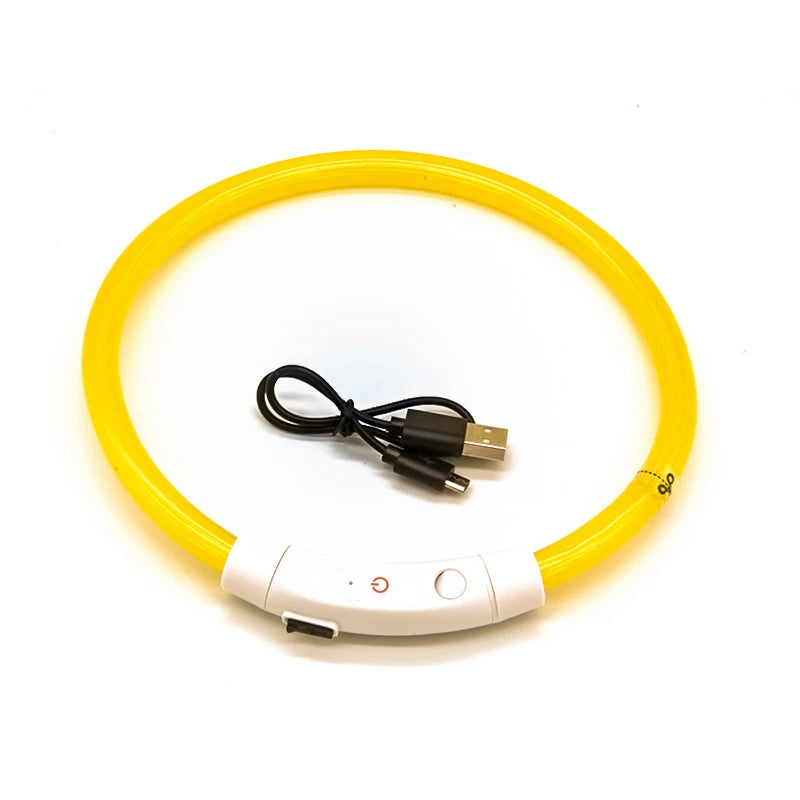 USB Rechargeable LED Dog Collar – Adjustable Luminous Safety Light Collar for Night Visibility