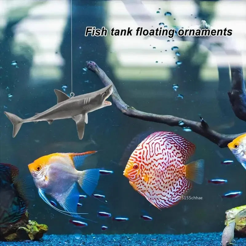Creative DIY Aquarium Floating Shark Ornament – Adjustable Fish Tank Decoration with Floating Ball and String