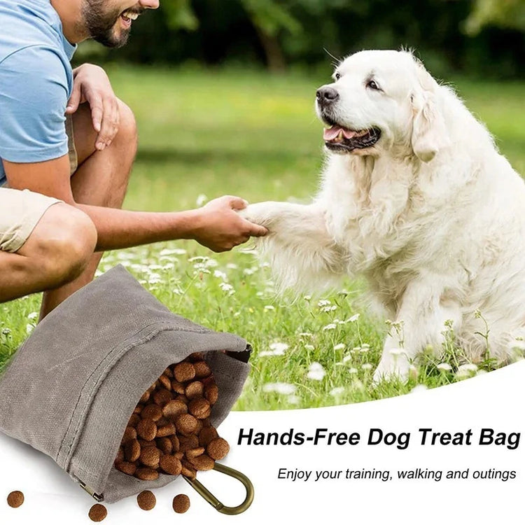 Canvas Dog Treat Bag – Portable Outdoor Training Snack Pouch with Automatic Closure