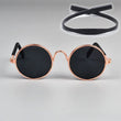Cat Dog Sunglasses | Funny Pet Glasses - Round Metal Cat Classic Retro Sunglasses with Anti-Slip Belt | Pet Party Costume Photo Props