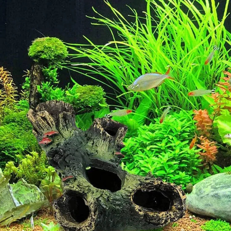 Resin Wood Aquarium Decoration – Natural Tree Trunk Fish Tank Ornament for Hiding and Landscaping