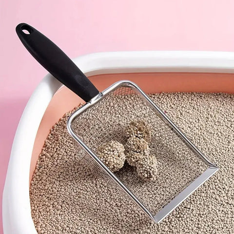 Durable Stainless Steel Litter Scooper | Ergonomic Design | Easy to Clean Cat & Dog Waste Scoop | Heavy-Duty Sleek Pet Tool