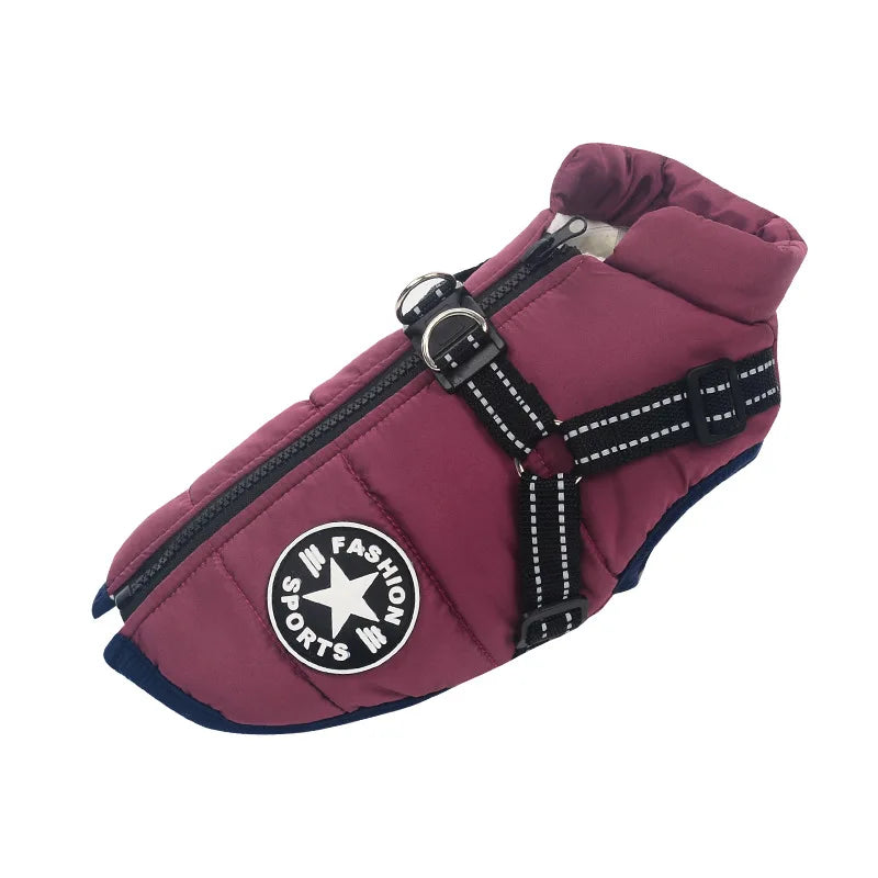 Large Pet Dog Jacket With Harness Winter Warm Dog Clothes For Labrador Waterproof Big Dog Coat Chihuahua French Bulldog Outfits
